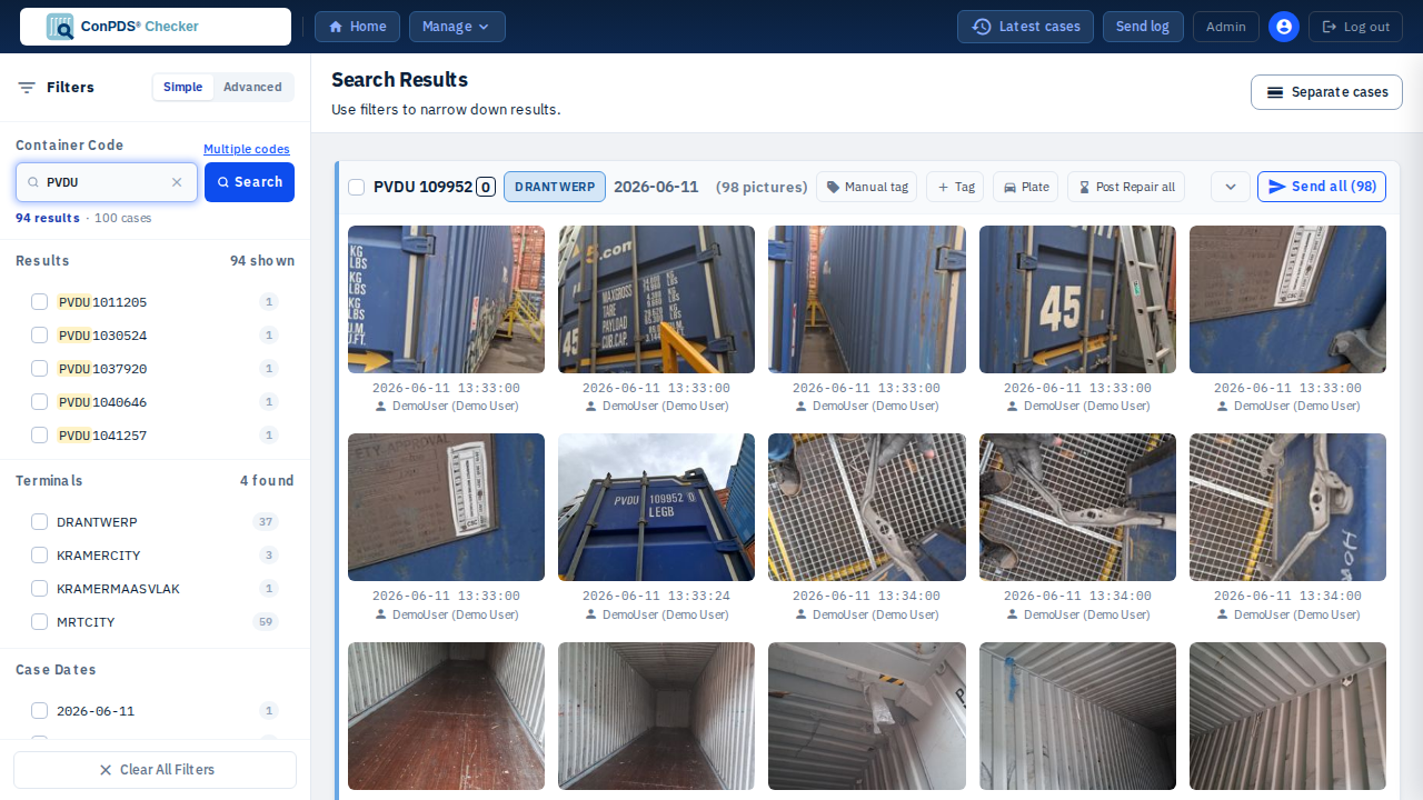 Gallery landing: tenant header, Manage menu, filters, and case cards after sign-in.
