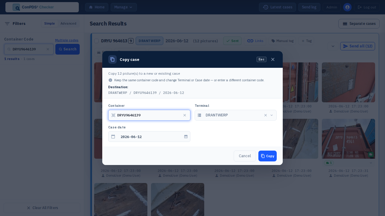 Screenshot 15: Copy case dialog showing destination picker.
