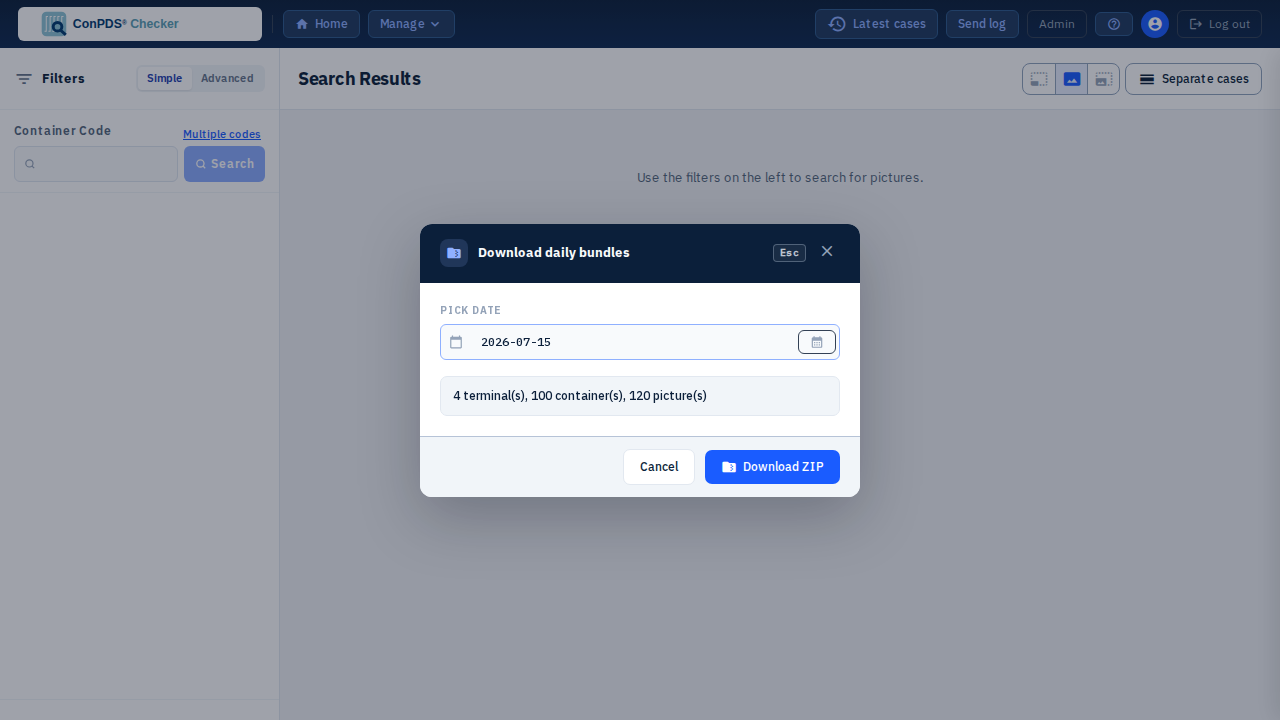 Download daily bundles dialog