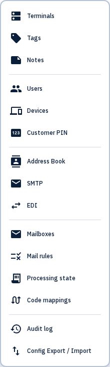 Tenant Admin menu open
