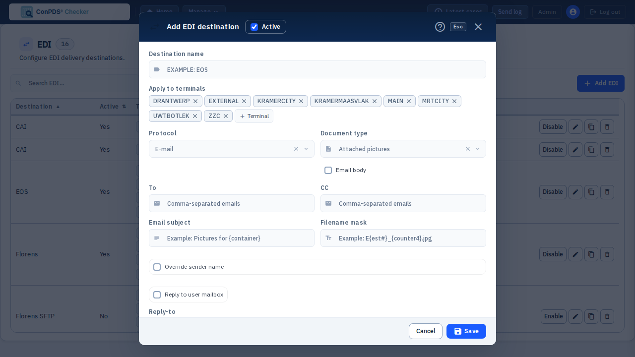 Add MAIL EDI destination