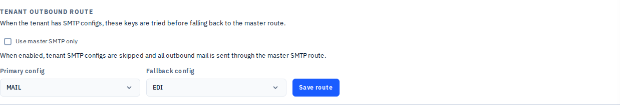 Outbound SMTP route panel