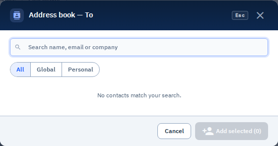 Address book picker over Send → New mail